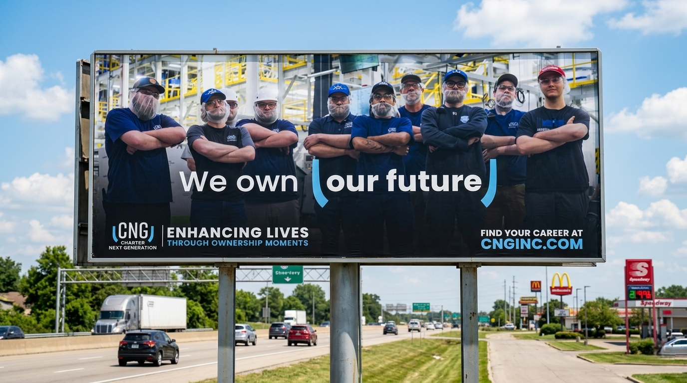 CNG billboard — We own [our future]