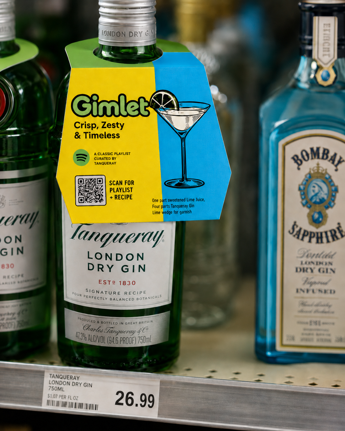 Tanqueray Gimlet neck hanger with Spotify QR code