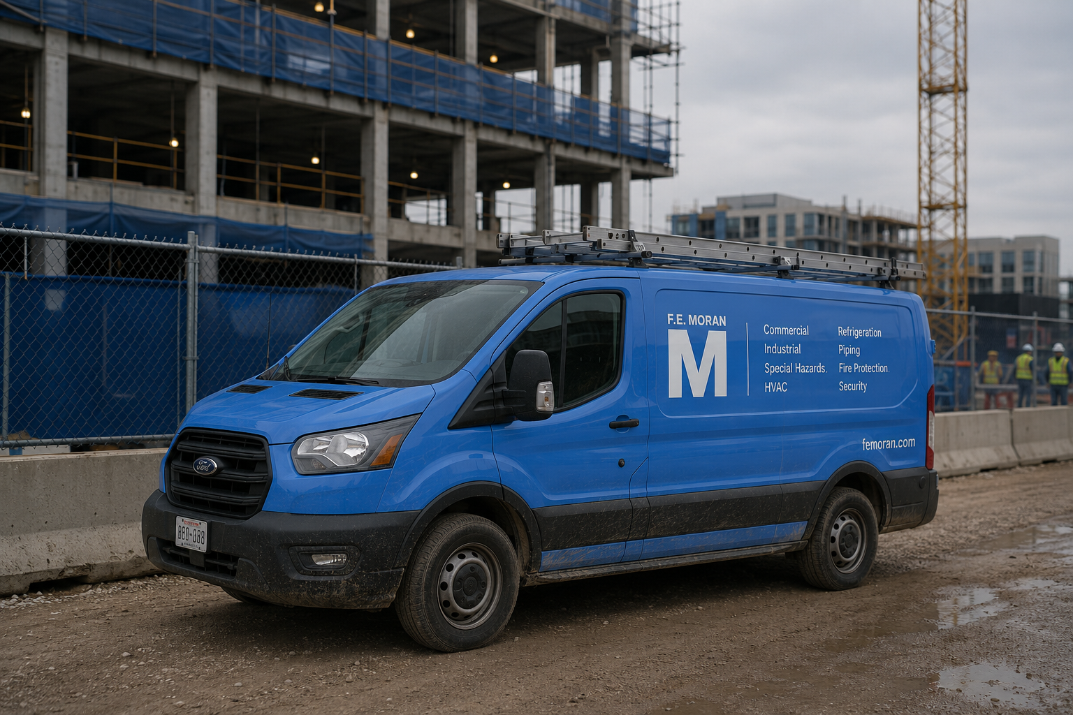 F.E. Moran branded fleet van on site