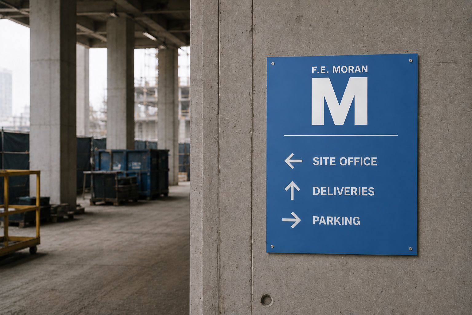 F.E. Moran wayfinding sign