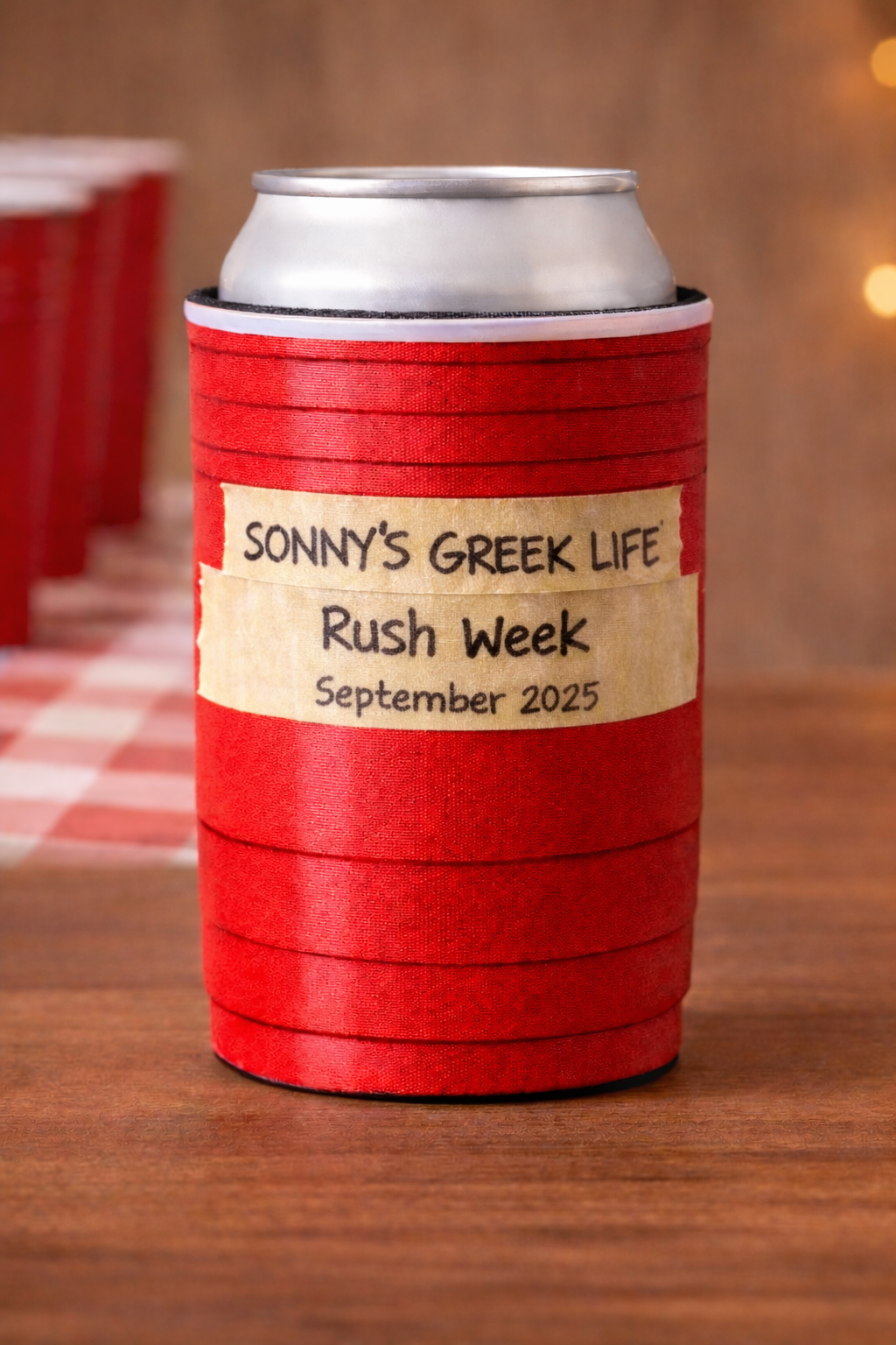 Rush Week koozie