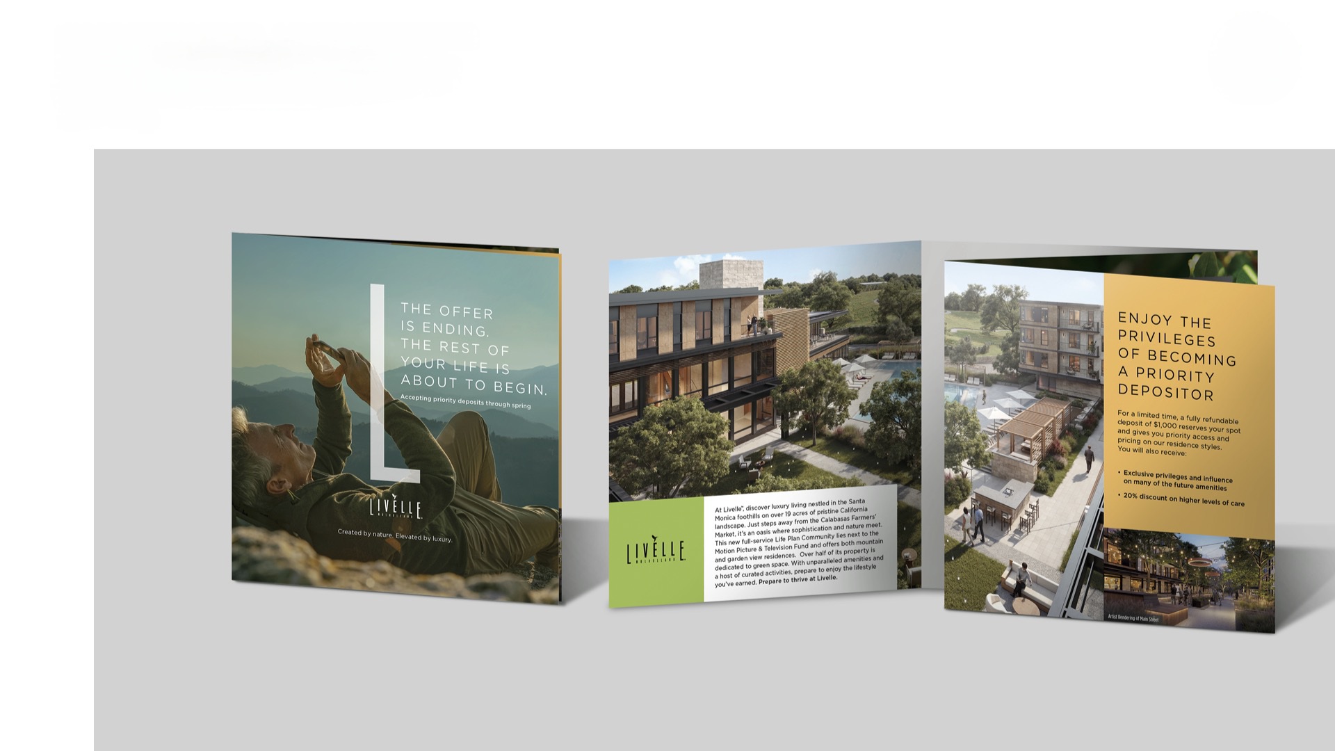 Livelle direct mail — inside spread