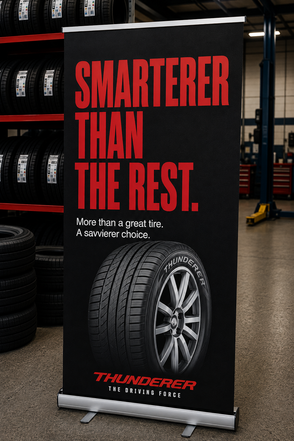Thunderer in-store pull-up banner